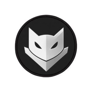 White Catmander Patch - Iron-on embroidered patch featuring the Catmander design in white.