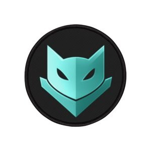 Cyan Catmander Patch - Iron-on embroidered patch featuring the Catmander design in cyan.