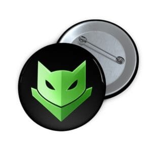 Green Catmander Pin Button product photo.