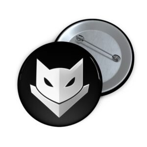 White Catmander Pin Button product photo.