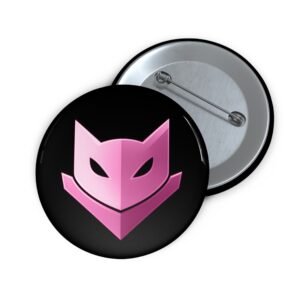 Pink Catmander Pin Button product photo.