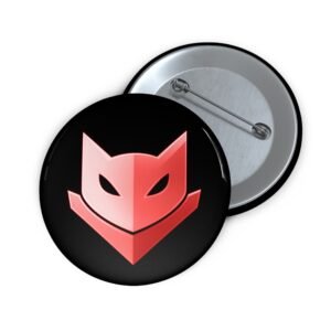 Red Catmander Pin Button product photo.