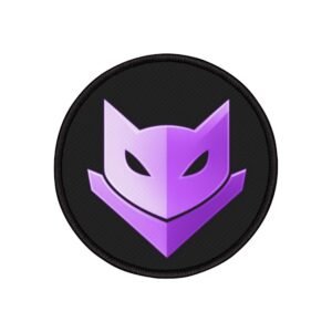 Purple Catmander Patch - Iron-on embroidered patch featuring the Catmander design in purple.