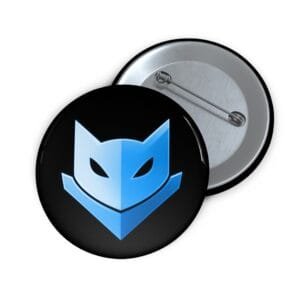 Blue Catmander Pin Button product photo.